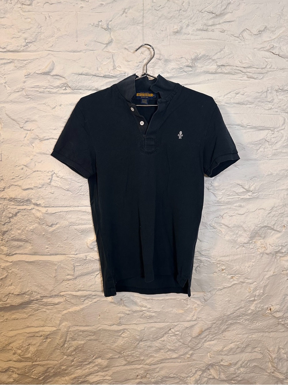 Rugby Ralph Lauren Black Short Sleeve Polo with Embroidered Logo